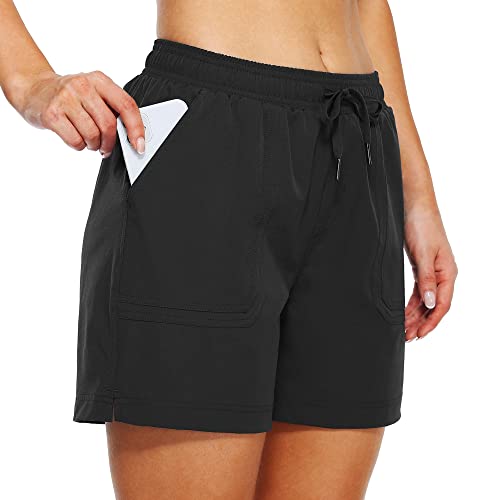 Willit Women’s 5″ Hiking Shorts Golf Athletic Outdoor Shorts Quick Dry Workout Summer Water Shorts with Pockets Black L | The Storepaperoomates Retail Market - Fast Affordable Shopping