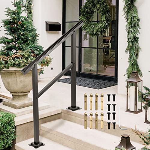 VEVOR Outdoor Handrail 165LBS Load Handrail Outdoor Stairs Aluminum Stair Handrail 36 x 35″ Outdoor Stair Railing Transitional Range from 0 to 30° Staircase Handrail Fits 2-3 Steps with Screw Kit | The Storepaperoomates Retail Market - Fast Affordable Shopping