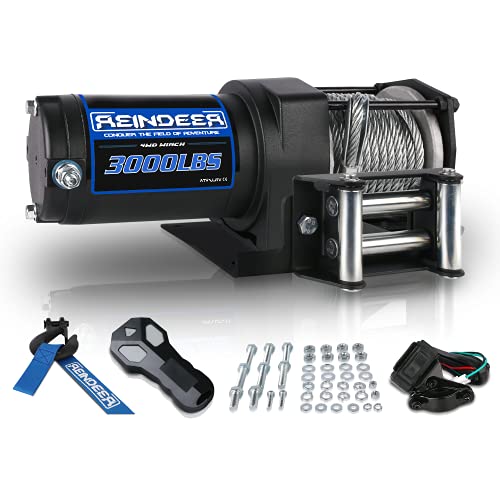 REINDEER New 12V Winch 3000 lb Load Capacity Electric Winch Kit for ATV UTV Steel Cable Wire Rope with Hawse Fairlead Waterproof IP67 with Wireless Remotes | The Storepaperoomates Retail Market - Fast Affordable Shopping