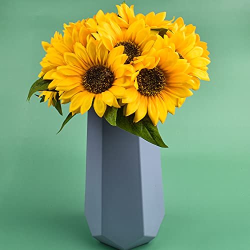 XONOR Artificial Sunflowers Bouquet, 3 Bouquets Artificial Silk Sunflowers with Stems Leaves for Wedding Bridal Party Garden Home Office Decoration | The Storepaperoomates Retail Market - Fast Affordable Shopping