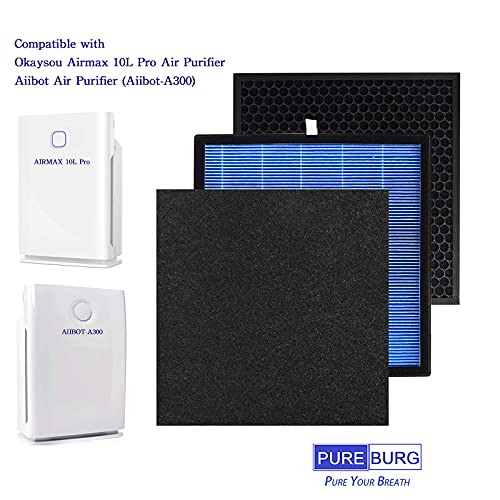 PUREBURG 2-Pack Replacement HEPA Filter Kit Compatible with Okaysou Airmax 10L Pro and Aiibot Aiibot-A300 Air Purifiers | The Storepaperoomates Retail Market - Fast Affordable Shopping