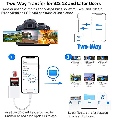[Apple MFi Certified] Lightning to SD Card Camera Reader for iPhone iPad, Dual Card Slot for iPhone iPad SD/Micro SD Memory Card Reader Adapter, Trail Game Camera Viewer, No App Required Plug and Play | The Storepaperoomates Retail Market - Fast Affordable Shopping