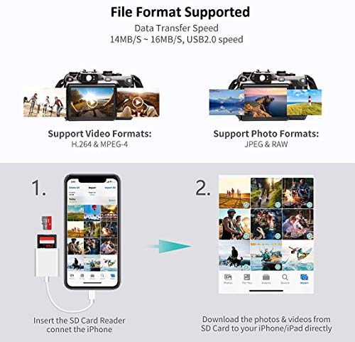 [Apple MFi Certified] Lightning to SD Card Camera Reader for iPhone iPad, Dual Card Slot for iPhone iPad SD/Micro SD Memory Card Reader Adapter, Trail Game Camera Viewer, No App Required Plug and Play | The Storepaperoomates Retail Market - Fast Affordable Shopping