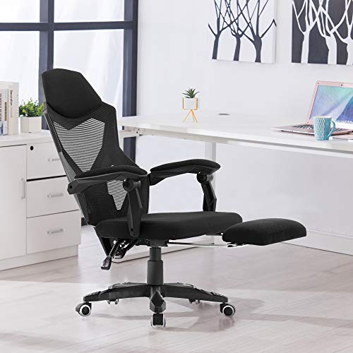 HOMEFUN Home Office Chair with Footrest Height Adjustable Ergonomic Chair with Armrests Mesh Gaming Chair Comfy Desk Chair Executive Computer Chair | The Storepaperoomates Retail Market - Fast Affordable Shopping