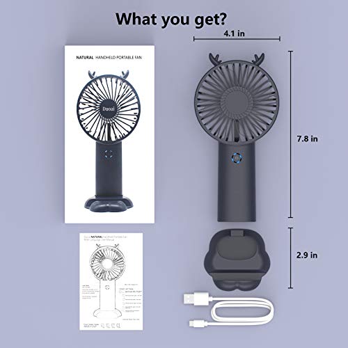 Duoai Mini USB Handheld Fan Battery Operated, 4000mAh Hand Held Rechargeable Small Quiet Personal Fans Portable with Base 5 Speeds for Kids Women Makeup Library Dorm Bedroom Car Outdoor Travel, Blue | The Storepaperoomates Retail Market - Fast Affordable Shopping