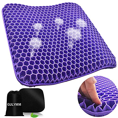 Gel Seat Cushion, Purple Gel Seat Cushion for Office Chair Sciatica Pain Relieve, Double Thick Breathable Honeycomb Design, Wheelchair Gel Seat Cushion to Relieve Tailbone Pain, Best for Long Sitting | The Storepaperoomates Retail Market - Fast Affordable Shopping
