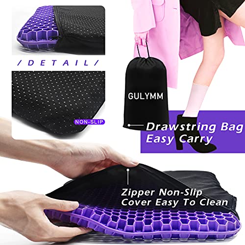 Gel Seat Cushion, Purple Gel Seat Cushion for Office Chair Sciatica Pain Relieve, Double Thick Breathable Honeycomb Design, Wheelchair Gel Seat Cushion to Relieve Tailbone Pain, Best for Long Sitting | The Storepaperoomates Retail Market - Fast Affordable Shopping