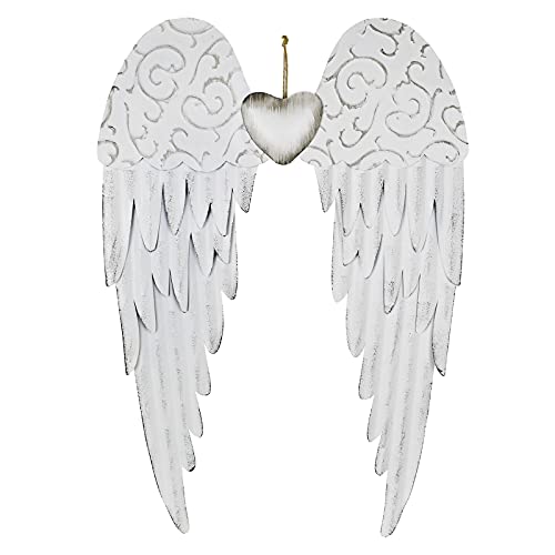 Angel Wings Wall Decoration, Antique Hanging Metal Angel Wings Wall Décor with Heart Decorative Angel Wings Wall Sculpture Indoor Outdoor Wall Decor Hanging for Home Bedroom Living Room Garden (2) | The Storepaperoomates Retail Market - Fast Affordable Shopping
