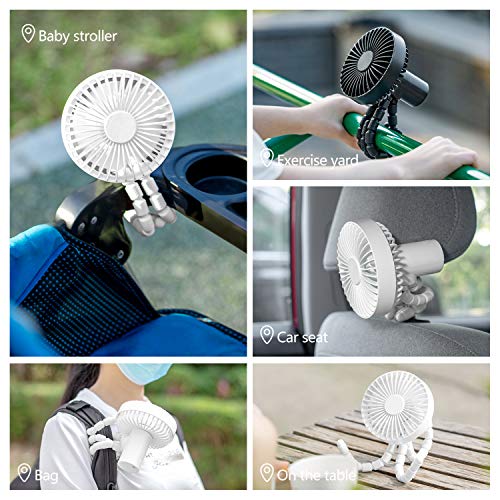 Versatile Fan, 1800mAh Battery Powered Clip-on Personal Desk Fan with Flexible Tripod, Ultra Quiet Adjustable USB Fan for Stroller/Car Seat/Treadmill/Camping/Hurricane, Black | The Storepaperoomates Retail Market - Fast Affordable Shopping