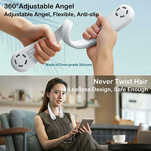 ZOEYEA Neck Fan, Portable Bladeless Hands Free Fan, Adjustable Angle 360° Cooling USB Rechargeable Quiet Wearable Hanging Sport Personal Fan, 3 Speeds, No Hair Twisting, Strong Wind (White) | The Storepaperoomates Retail Market - Fast Affordable Shopping