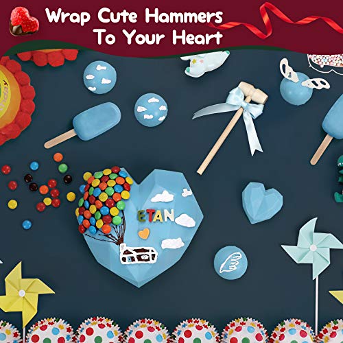 27 Pcs Wooden Hammer for Chocolate, Mini Mallets for Breakable Heart Mold Hammer with 9 Kinds of 47-inch Long Ribbons, Smooth Finished Natural Wood | The Storepaperoomates Retail Market - Fast Affordable Shopping