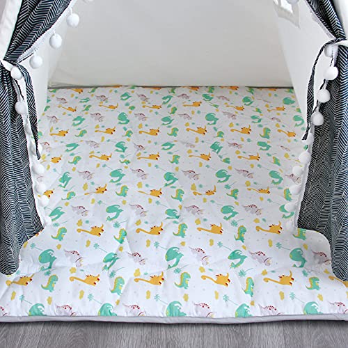 Kids Teepee Play Tent Mat, Square Padded Mat, Anti Slip Baby Activity Mat, 43”x 43” Kids Play Mat, Quilted Mat for Playtent, Teepee Play Mat for Toddlers and Kids Playtime (Dinosaur) | The Storepaperoomates Retail Market - Fast Affordable Shopping