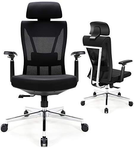 Tribesigns Ergonomic Office Chair, High Back Desk Chair with Metal Backrest, Sponge Lumbar Support, Thick Seat Cushion, 3D Armrest, Adjustable Backrest and Headrest, Black | The Storepaperoomates Retail Market - Fast Affordable Shopping