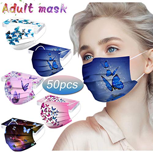 50Pcs Butterfly Disposable Face Mask with Design for Women Adult Cute Paper Black Masks Full Face Cover Protection (A) | The Storepaperoomates Retail Market - Fast Affordable Shopping