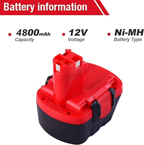 2 Packs 12V 4800mAh Ni-MH Replacement Battery for Bosch BAT043 BAT120 BAT045 BAT046 BAT159 BAT139 BAT049 2607335709 2607335557 GSR 12-1 GSR 12-2 PSR 12 PSB 12 32612 3360K Cordless Tool Battery Packs | The Storepaperoomates Retail Market - Fast Affordable Shopping