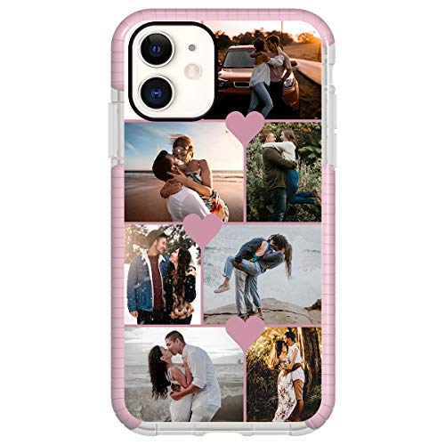 WOWTIFY Custom Phone Case for iPhone 12 Pro Max, Personalized Multi-Picture Collage Photo Phone Cases,Customized Phone Cover for Birthday Xmas Valentines Her and Him,Pink Impact Protective Case