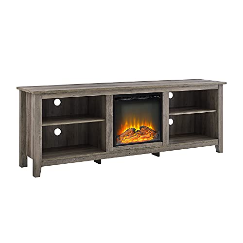 Walker Edison Wren Classic 4 Cubby Fireplace TV Stand for TVs up to 80 Inches, 70 Inch, Grey Wash | The Storepaperoomates Retail Market - Fast Affordable Shopping
