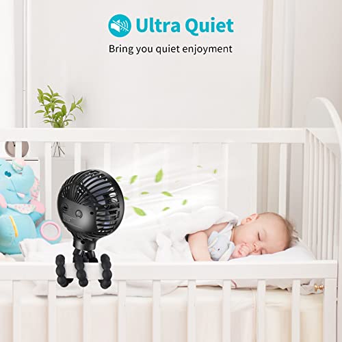 SmartDevil Stroller Fan, 3 Speed Portable Clip on Stroller Fan for Baby, Battery Operated Personal Desk Fan with Flexible Tripod, Mini Handheld Fan for Car Seat, Treadmill, Camping (Black) | The Storepaperoomates Retail Market - Fast Affordable Shopping