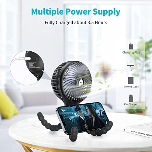 SmartDevil Stroller Fan, 3 Speed Portable Clip on Stroller Fan for Baby, Battery Operated Personal Desk Fan with Flexible Tripod, Mini Handheld Fan for Car Seat, Treadmill, Camping (Black) | The Storepaperoomates Retail Market - Fast Affordable Shopping