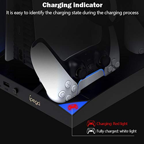 PS5 Cooling Fan Charging Station Dock Vertical Stand for PS5 Digital Edition/Ultra HD with Headphone Stand, 2 DualSense Controller Charging Dock,17 Retractable Game Slots | The Storepaperoomates Retail Market - Fast Affordable Shopping