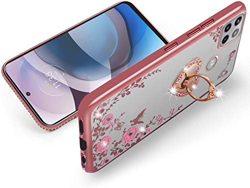 B-wishy for Motorola Moto One 5G Ace Case, Glitter Crystal Sparkling Diamond Butterfly Flowers with Ring Stand Slim TPU Luxury Bling Cute for Girl Women Cover for Moto G 5G 2021-Rose Gold | The Storepaperoomates Retail Market - Fast Affordable Shopping