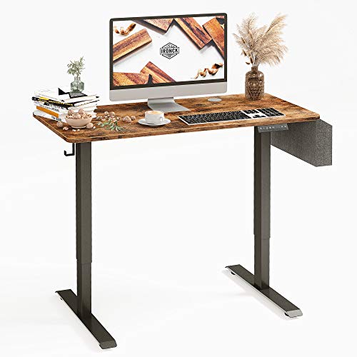 IRONCK Electric Standing Desk, Dual Motors 47 Inches Height Adjustable Electric Sit Stand Desk Home Office with 4 Programmable Preset Controller, Rustic Brown | The Storepaperoomates Retail Market - Fast Affordable Shopping