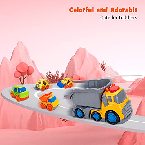 POLARDOR 5Pcs Construction Truck Toys for Toddlers Boys and Girls, Car Toy Set with Sound and Light, Friction Powered Dump Truck Vehicles, Christmas Birthday Gifts for 1 2 3 4 Years Old Kids | The Storepaperoomates Retail Market - Fast Affordable Shopping