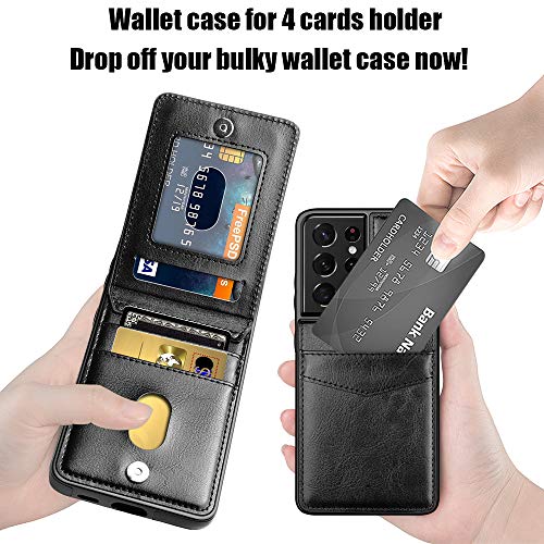 LakiBeibi Samsung Galaxy S21 Ultra Case, S21 Ultra Phone Case, Dual Layer Lightweight Premium Leather Wallet Case with Card Holders Flip Protective Case for Samsung Galaxy S21 Ultra (2021), Black | The Storepaperoomates Retail Market - Fast Affordable Shopping