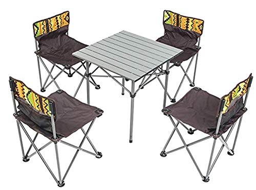 5 Piece Folding Travel Camping Table 4 Chairs Outdoors Seating Set with Carry Bag | The Storepaperoomates Retail Market - Fast Affordable Shopping