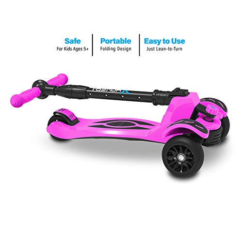 Hover-1 Vivid Folding Kick Scooter for Kids (5+ Year Old) | Features Lean-to-Turn Axle, Solid PU Tires & Slim-Design, 110 LB Max Load Capacity, Safe, Pink | The Storepaperoomates Retail Market - Fast Affordable Shopping