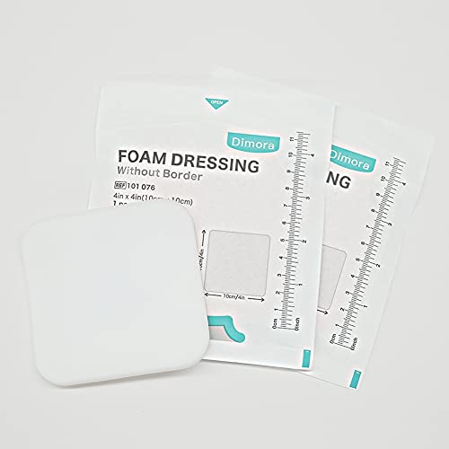 Dimora Foam Dressing, Sterile Non-Adhesive Hydrophilic Pads, Highly Absorbent 4″x4″(10 cm*10 cm) Pack of 10 Square Waterproof Dressing for Wound Care | The Storepaperoomates Retail Market - Fast Affordable Shopping