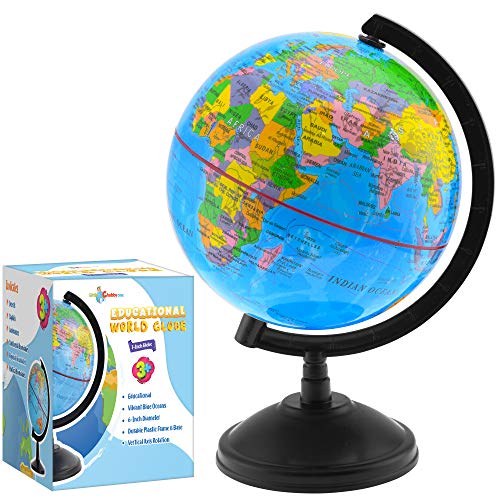 Little Chubby One 7-inch Educational World Globe – Educational and Decorative Piece – Colorful Informative Easy to Read Spinning Globe Ideal for Learning Geography and Perfect Decor for Kids Room