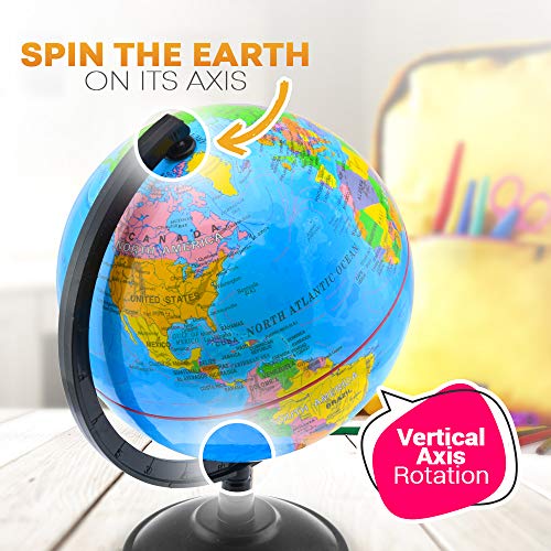 Little Chubby One 7-inch Educational World Globe – Educational and Decorative Piece – Colorful Informative Easy to Read Spinning Globe Ideal for Learning Geography and Perfect Decor for Kids Room | The Storepaperoomates Retail Market - Fast Affordable Shopping