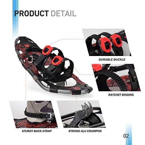 G2 21 Inches Light Weight Snowshoes for Women Men Youth, Set with Trekking Poles, Tote Bag, Gaiters,Special Fast Ratchet Binding, Red Available | The Storepaperoomates Retail Market - Fast Affordable Shopping