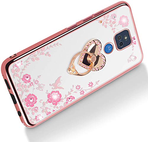 B-wishy for Moto G Play 2021 Case Glitter Crystal Butterfly Heart Floral Slim TPU Luxury Bling Cute Girls Protective Cover with Ring Holder Stand for Moto G Play 2021-Rose Gold | The Storepaperoomates Retail Market - Fast Affordable Shopping
