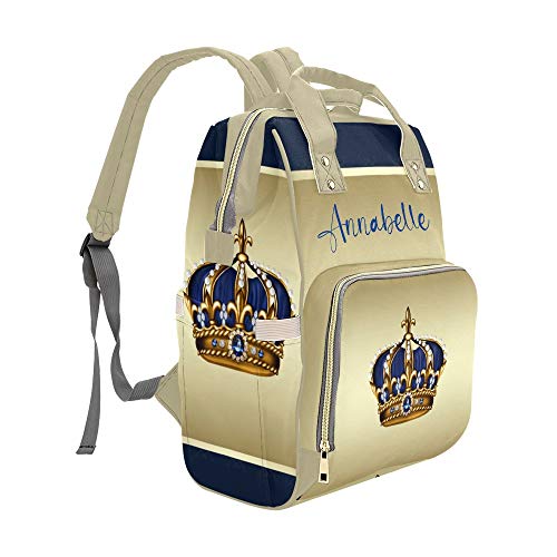 Personalized Blue Golden Diaper Bag with Name Nappy Bags Travel Shoulder Casual Daypack Mummy Backpack for Mom Girl | The Storepaperoomates Retail Market - Fast Affordable Shopping