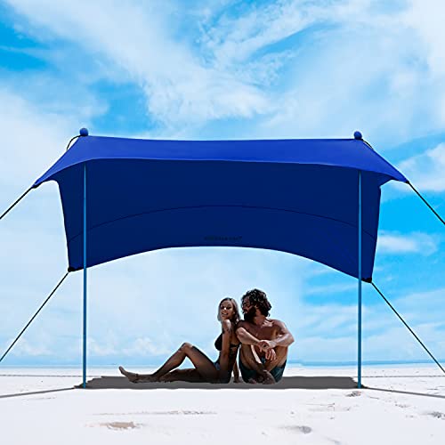 Beach Tent, Restland Pop Up Sun Shelter UPF50+ with 4 Aluminum Poles/Carry Bag/Ground Pegs/Sand Shovel, Outdoor Canopy Beach Shade for Camping, Fishing, Backyard or Picnics (Navy, 10x10FT 4 Poles) | The Storepaperoomates Retail Market - Fast Affordable Shopping
