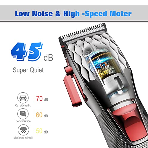 FADEKING Professional Hair Clippers for Men – Cordless Barber Clippers for Hair Cutting, Rechargeable Hair Beard Trimmer with LED Display & Quality Travel Storage Case (Silver+RED) | The Storepaperoomates Retail Market - Fast Affordable Shopping