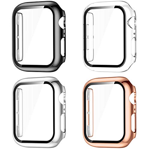 GEAK Compatible with Apple Watch Case 38mm, Apple Watch Screen Protector 38mm, Full Coverage Hard PC Bumper Protective Cover for iWatch SE Series 3/2/1 Women Men 4pack Black/Clear/Rose Gold/Silver | The Storepaperoomates Retail Market - Fast Affordable Shopping