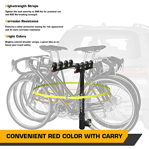 ARKSEN 4 Bike Rack, Heavy Duty Bicycle Carrier, Rear Hitch Mount with 2″ Receiver, Tie Down Strap, Anti-Rattle Hitch Tightener & Anti-Sway Cradle Straps, for Car, Truck or SUV Transport | The Storepaperoomates Retail Market - Fast Affordable Shopping