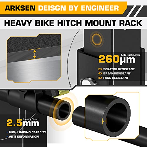 ARKSEN 4 Bike Rack, Heavy Duty Bicycle Carrier, Rear Hitch Mount with 2″ Receiver, Tie Down Strap, Anti-Rattle Hitch Tightener & Anti-Sway Cradle Straps, for Car, Truck or SUV Transport | The Storepaperoomates Retail Market - Fast Affordable Shopping