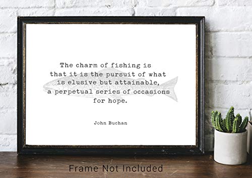 John Buchan Fishing Quote No.13 Art Print – 11×14 UNFRAMED Vintage-Look Wall Decor. Makes a Great Fishing Gift for Men & Women. “The Charm of Fishing.” | The Storepaperoomates Retail Market - Fast Affordable Shopping