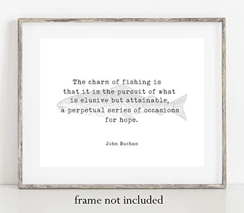 John Buchan Fishing Quote No.13 Art Print – 11×14 UNFRAMED Vintage-Look Wall Decor. Makes a Great Fishing Gift for Men & Women. “The Charm of Fishing.” | The Storepaperoomates Retail Market - Fast Affordable Shopping
