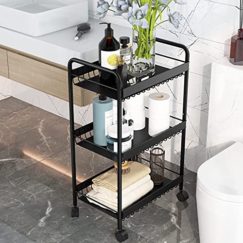 3 Tier Metal Rolling Cart, Storage Cart on Wheels, Kitchen Cart, Bathroom Cart | The Storepaperoomates Retail Market - Fast Affordable Shopping