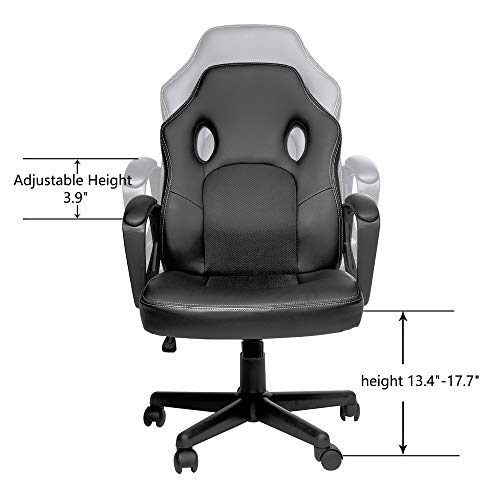Office Chair Gaming Chair, Mid-Back Computer Gaming Chair with Lumbar Support and Armrest, Ergonomic Adjustable PU Leather Home Office Desk Chair Executive Chair Racing Chair Task Chair, Black | The Storepaperoomates Retail Market - Fast Affordable Shopping