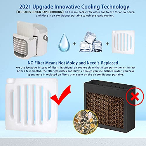 Portable Air Conditioner,Personal Air Cooler, 3-in-1 Evaporative with 3 Speeds,Ice Packs,2500 mAh Battery (white) | The Storepaperoomates Retail Market - Fast Affordable Shopping