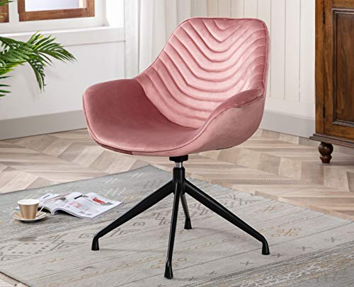 Janoray Swivel Office Desk Chair No Wheels Pink Modern Velvet Task Chair with Arms for Bedroom Small Spaces, Pink | The Storepaperoomates Retail Market - Fast Affordable Shopping