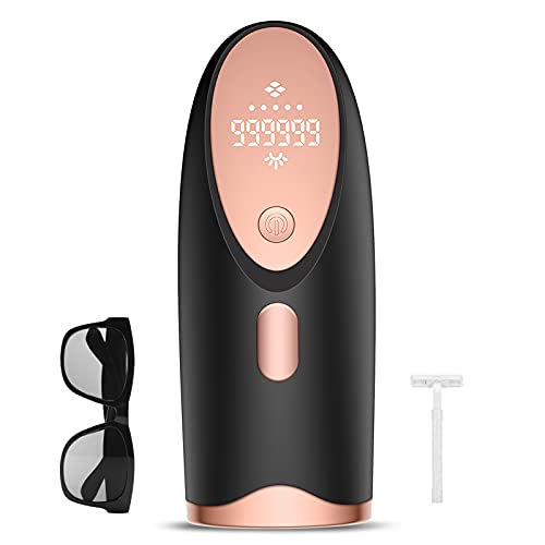 IPL Hair Removal, Permanent Painless Facial Hair Remover Device for Women & Men, 999,999 Flashes Bikini Hair Removal, Home Use Professional Hair Trimmer for Face, Arms, Armpits, Bikini, Legs (Black)