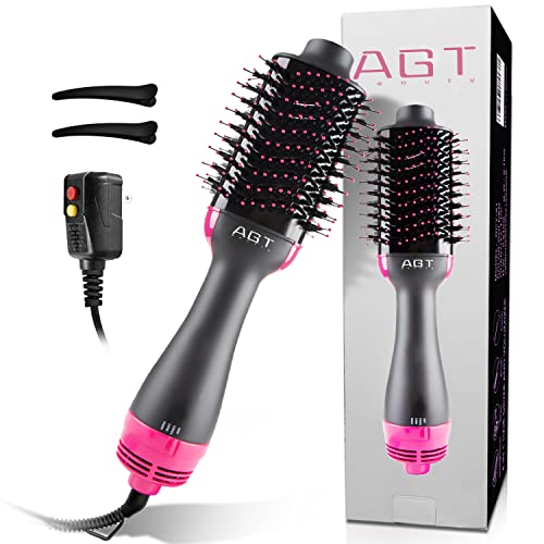 Hot Air Brush, 4 in 1 Hair Dryer Brush & Volumizer, One Step Blow Dryer Suitable for Straight and Curly Hair, Ceramic Coating Achieve Salon Styling at Home 1200W