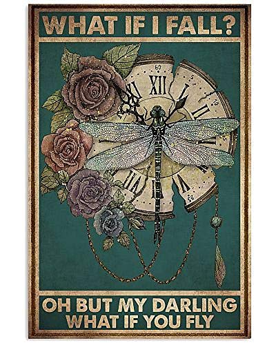 What If I Fall? Oh But My Darling What If You Fly Retro Metal Tin Sign Aluminum Metal Sign Home Parlor Bar Cafe Wall Decor Iron Painting 8×12 Inch